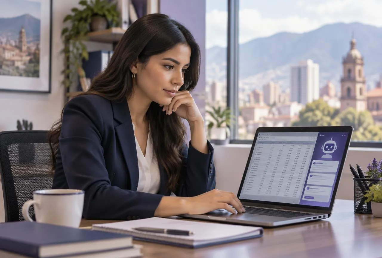 Contador revisando el balance de prueba del cierre contable con apoyo de inteligencia artificial